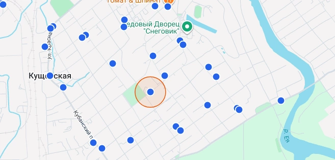 Зона посещения на карте